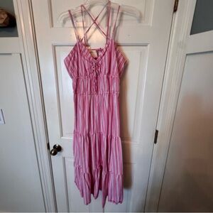 Time and Tru Pink Striped Tiered Sundress – Size L